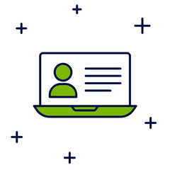 Poster - Filled outline Online class icon isolated on white background. Online education concept. Vector