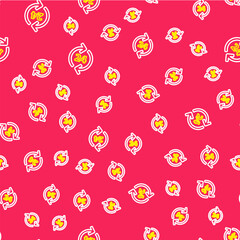 Poster - Line Telephone 24 hours support icon isolated seamless pattern on red background. All-day customer support call-center. Full time call services. Vector