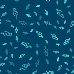 Poster - Green line No usb cable cord icon isolated seamless pattern on blue background. Connectors and sockets for PC and mobile devices. Vector