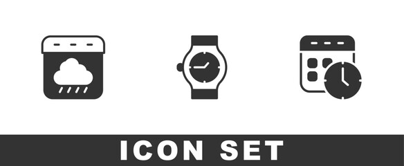 Poster - Set Calendar autumn, Wrist watch and and clock icon. Vector