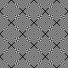 Abstract Seamless Geometric Checked Pattern. Black And White Texture.