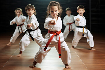 Wall Mural - Asian kids karate martial arts