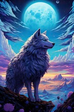 A Wolf Standing On A Rock
