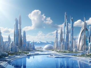 Wall Mural - Futuristic city