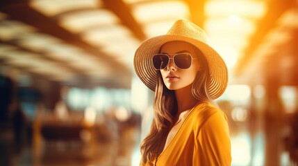 Wall Mural - a woman wearing a hat and sunglasses