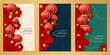 Chinese new year greeting card set vector illustration. Happy chinese new year poster. 