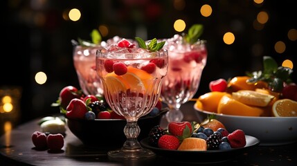 Sticker - a group of glasses of fruit and berries