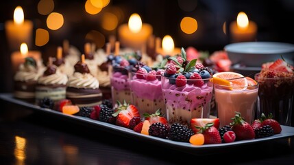 Poster - a tray of desserts with fruit