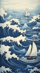 Poster - a painting of a sailboat in the ocean