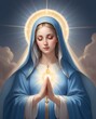 Our Lady with halo and hands in position of pray