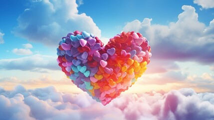 Wall Mural - Colorful heart in the clouds as abstract background.