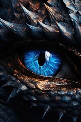 Poster - A detailed close-up of a dragon's eye. Perfect for fantasy and mythical creature themes.