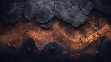 Colorful Abstract Background With Black Burnt Wood Surface And Brown Wood Texture, 3D Illustration.