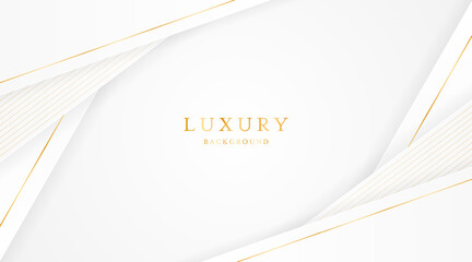 Poster - White background with elegant golden lines, use for template or cover. Elegant premium white background. vector illustration	