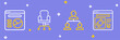 © Iryna - Set line Online shopping on screen, Employee hierarchy, Office chair and Pie chart infographic icon. Vector