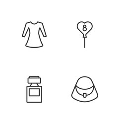 Canvas Print - Set line Handbag, Perfume, Woman dress and Balloons with 8 March icon. Vector