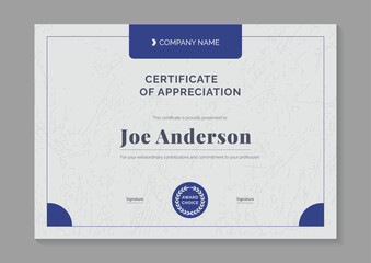 Wall Mural - a4 blue minimalist certificate of appreciation and achievement design template