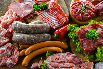 Wall Mural - Composition with a variety of meat products