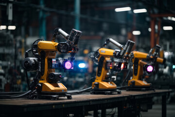 Poster - Industrial Robot Factory working in the production of various products