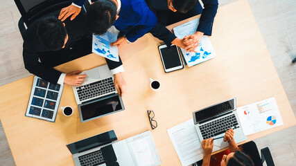 Poster - business people group meeting shot from top view in office . profession businesswomen, businessmen a