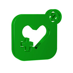 Sticker - Green Smartphone with heart rate monitor function icon isolated on transparent background.