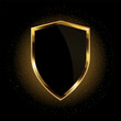 Shield Shape with Gold Gradient. Sheild security and guarantee symbol vector design element
