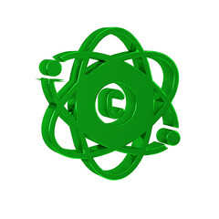 Canvas Print - Green Atom icon isolated on transparent background. Symbol of science, education, nuclear physics, scientific research.