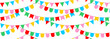 Festive flag garland pattern. Birthday party and carnival garland decoration. isolated on white background