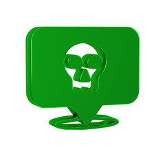 Poster - Green Skull icon isolated on transparent background. Happy Halloween party.