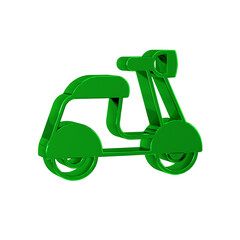 Canvas Print - Green Scooter icon isolated on transparent background.