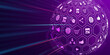 © Have a nice day  - Digital marketing advertise using social media connecting with customers with internet engagement, world network creating innovative targeting advertisement, graphics illustration purple background