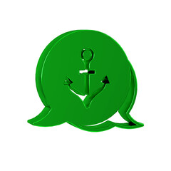 Wall Mural - Green Anchor icon isolated on transparent background.