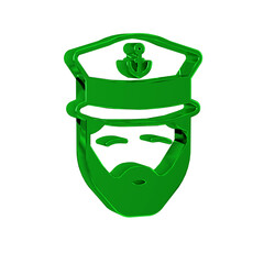 Sticker - Green Captain of ship icon isolated on transparent background. Travel tourism nautical transport. Voyage passenger ship, cruise liner.