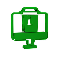 Poster - Green Online ordering and fast food delivery icon isolated on transparent background.