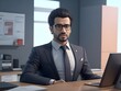 © Abida - 3D businessman working on laptop in office
