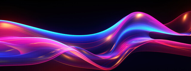 Wall Mural - abstract 3d depiction of luminous neon waves.