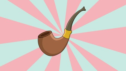 Wall Mural - Animation of a smoking pipe icon with a rotating background