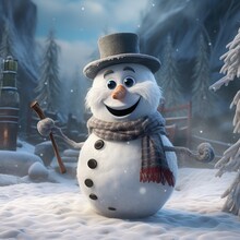 Frosty The Snowman With A Corncob Pipe And A Button Nose