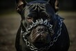 Xl Bully Wearing Metal Dog Muzzle