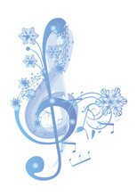 Winter Music. Abstract Treble Clef Decorated With Snowflakes And Notes. Vector Illustration.