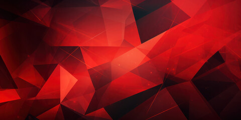 Wall Mural - Luminous red abstract with layered geometric patterns.