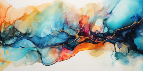 Wall Mural - vibrant alcohol ink painting showcasing a mesmerizing blend of colors.