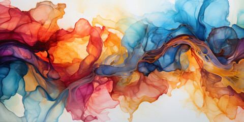 Wall Mural - vibrant alcohol ink painting showcasing a mesmerizing blend of colors.