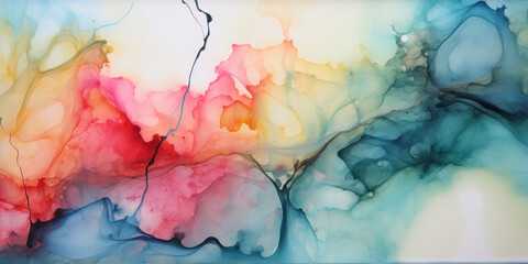 Wall Mural - vibrant alcohol ink painting showcasing a mesmerizing blend of colors.