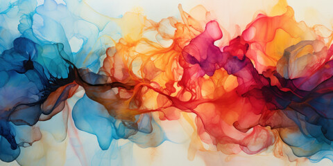 Wall Mural - vibrant alcohol ink painting showcasing a mesmerizing blend of colors.