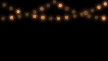 String Lights Glow On Black Background