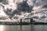 Fototapeta Big Ben - Dramatic thunderclouds over Cologne and Cologne Cathedral