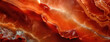 Closeup of a polished Carnelian red agate texture on a black background panorama copy space