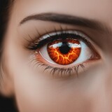 Fototapeta  - Blask ognia w oku kobiety