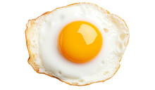 Top View Of Isolated Fried Egg On White Or Transparent Background, Perfectly Cooked Fried Egg Shot From Above